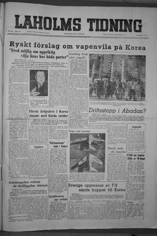 Förstasidan, Måndag 25 juni 1951