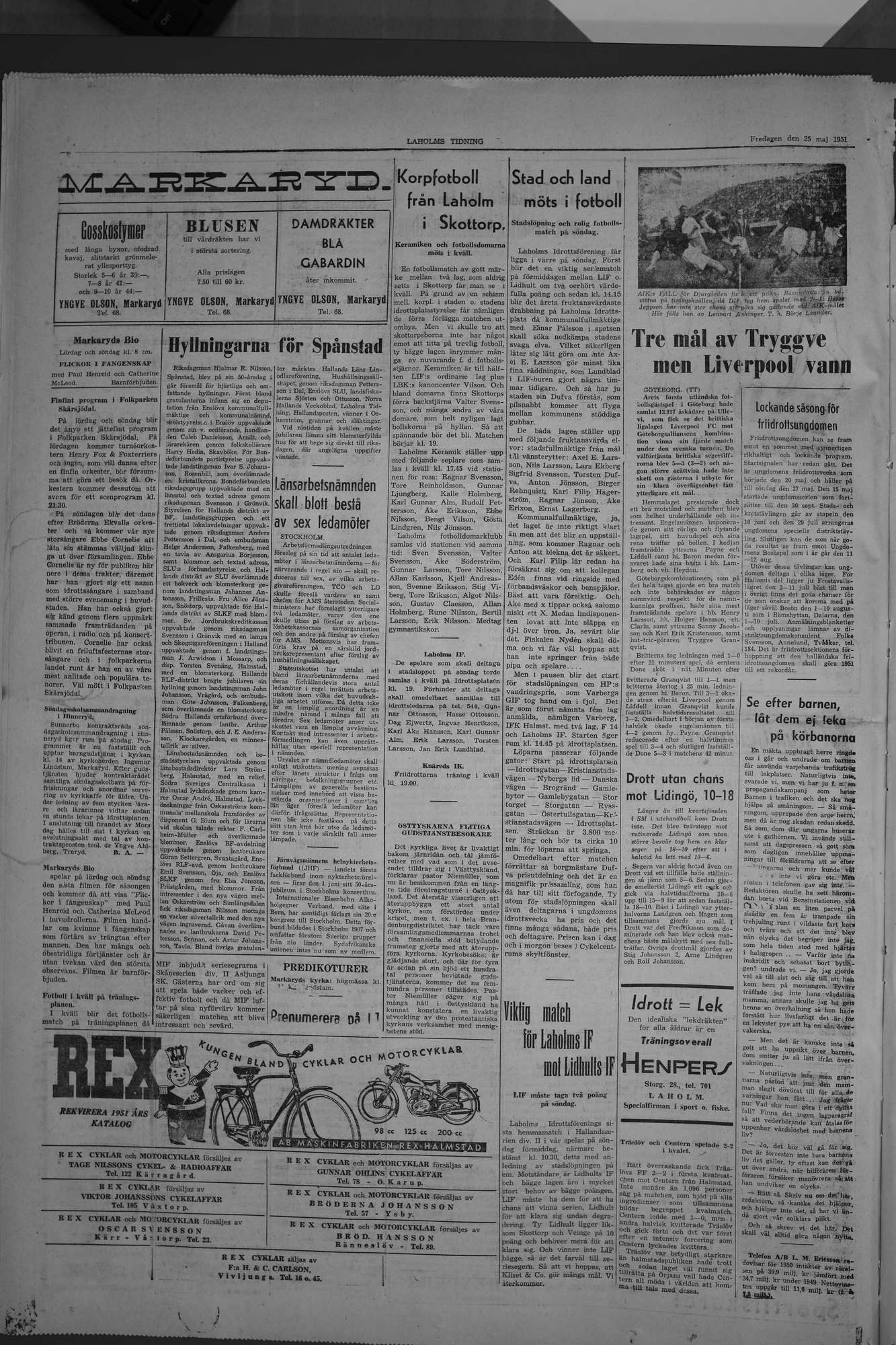 Laholms Tidning Fredag 25 maj 1951, sida 4