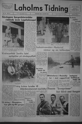 Förstasidan, Måndag 2 augusti 1965