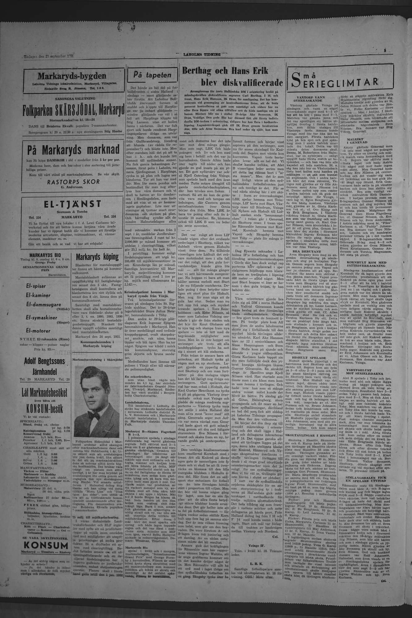 Laholms Tidning Tisdag 25 september 1951, sida 4