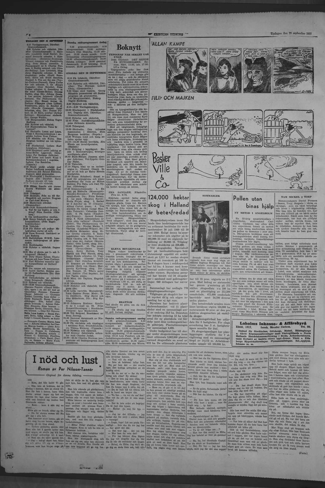 Laholms Tidning Tisdag 25 september 1951, sida 6
