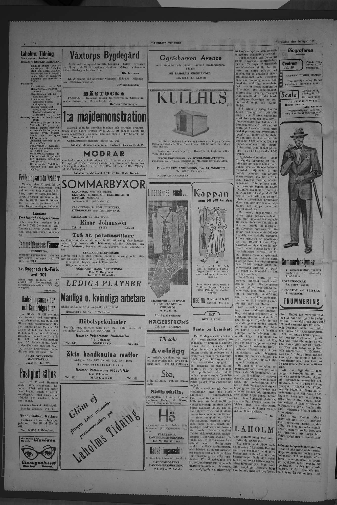 Laholms Tidning Torsdag 26 april 1951, sida 2