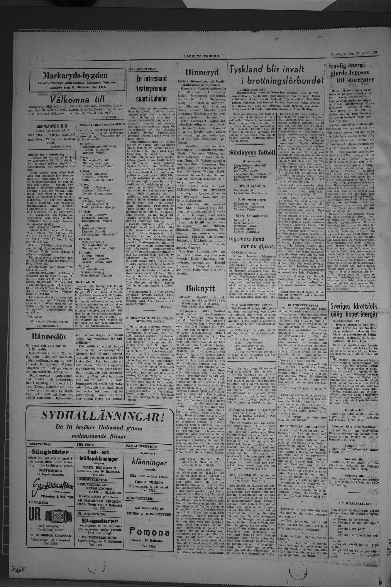 Laholms Tidning Torsdag 26 april 1951, sida 4