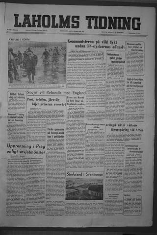 Förstasidan, Måndag 26 februari 1951