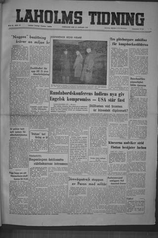 Förstasidan, Fredag 26 januari 1951