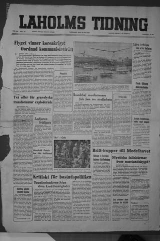 Förstasidan, Lördag 26 maj 1951