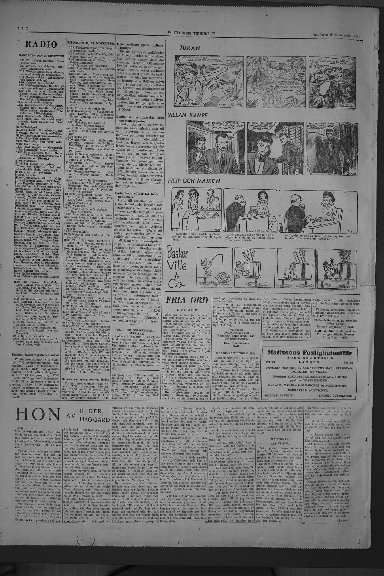 Laholms Tidning Måndag 26 november 1951, sida 6