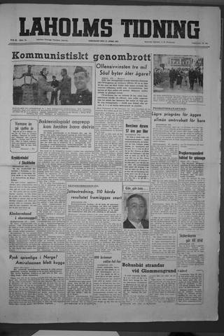Förstasidan, Fredag 27 april 1951