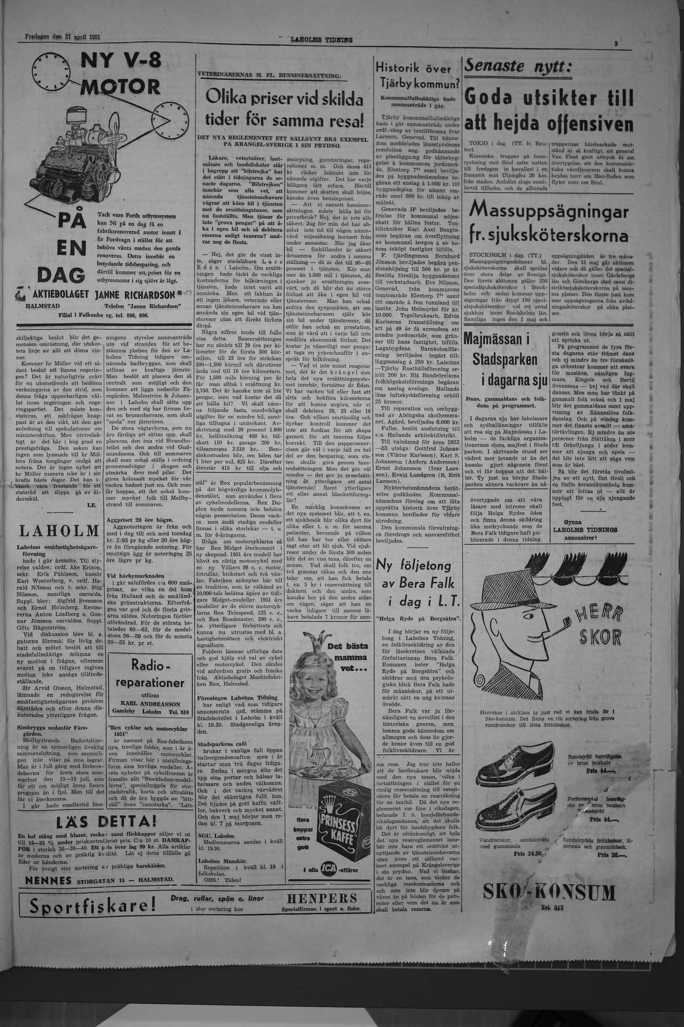Laholms Tidning Fredag 27 april 1951, sida 3