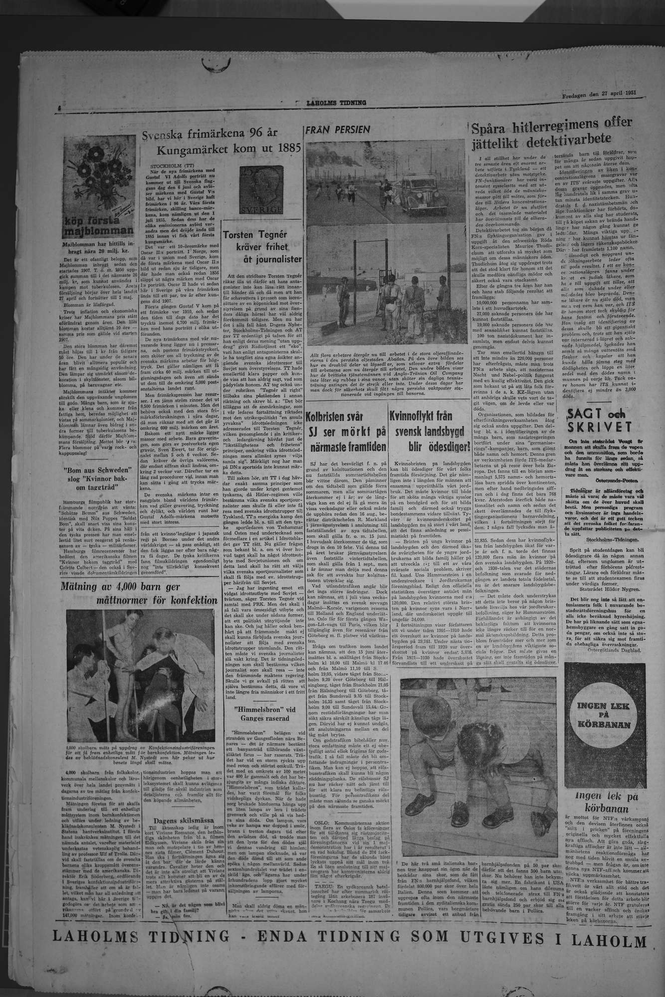 Laholms Tidning Fredag 27 april 1951, sida 6