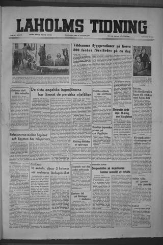 Förstasidan, Måndag 27 augusti 1951