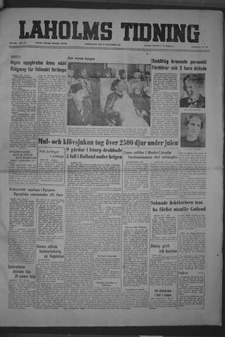 Förstasidan, Torsdag 27 december 1951