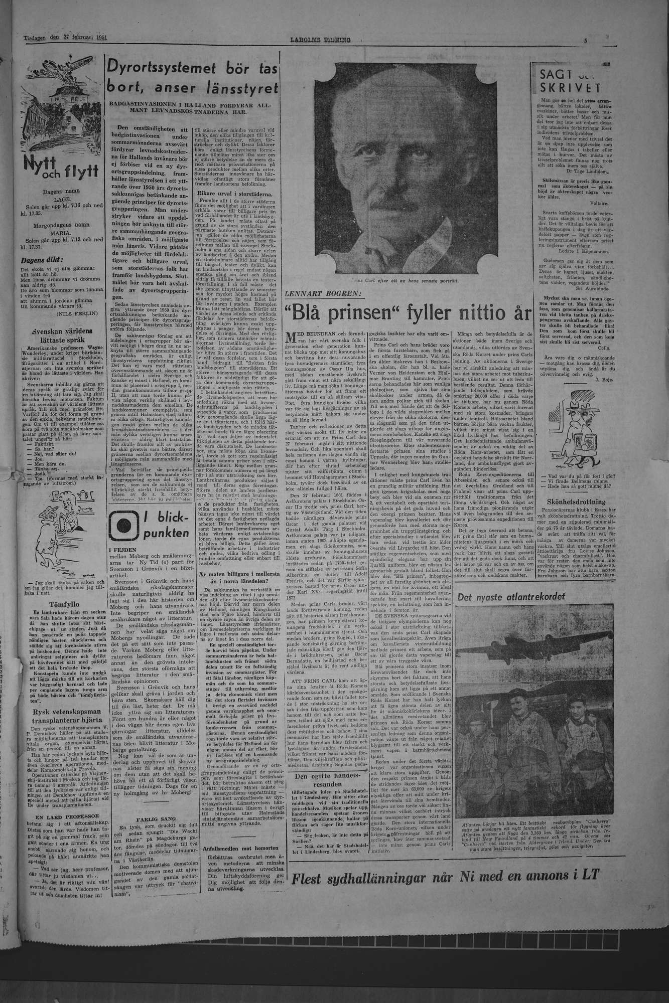 Laholms Tidning Tisdag 27 februari 1951, sida 5