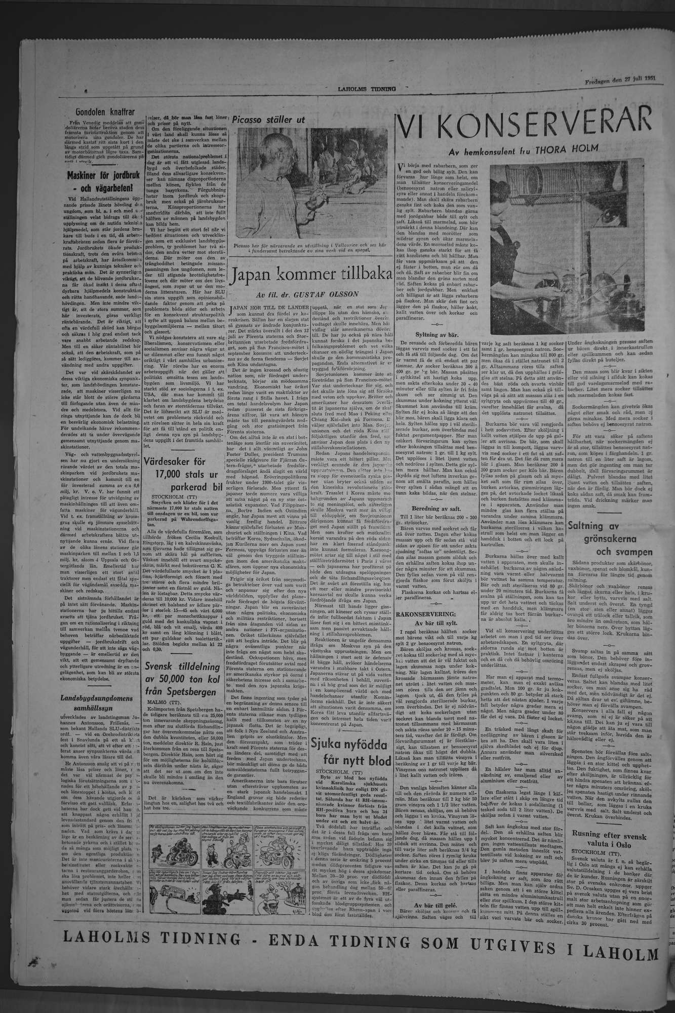 Laholms Tidning Fredag 27 juli 1951, sida 6