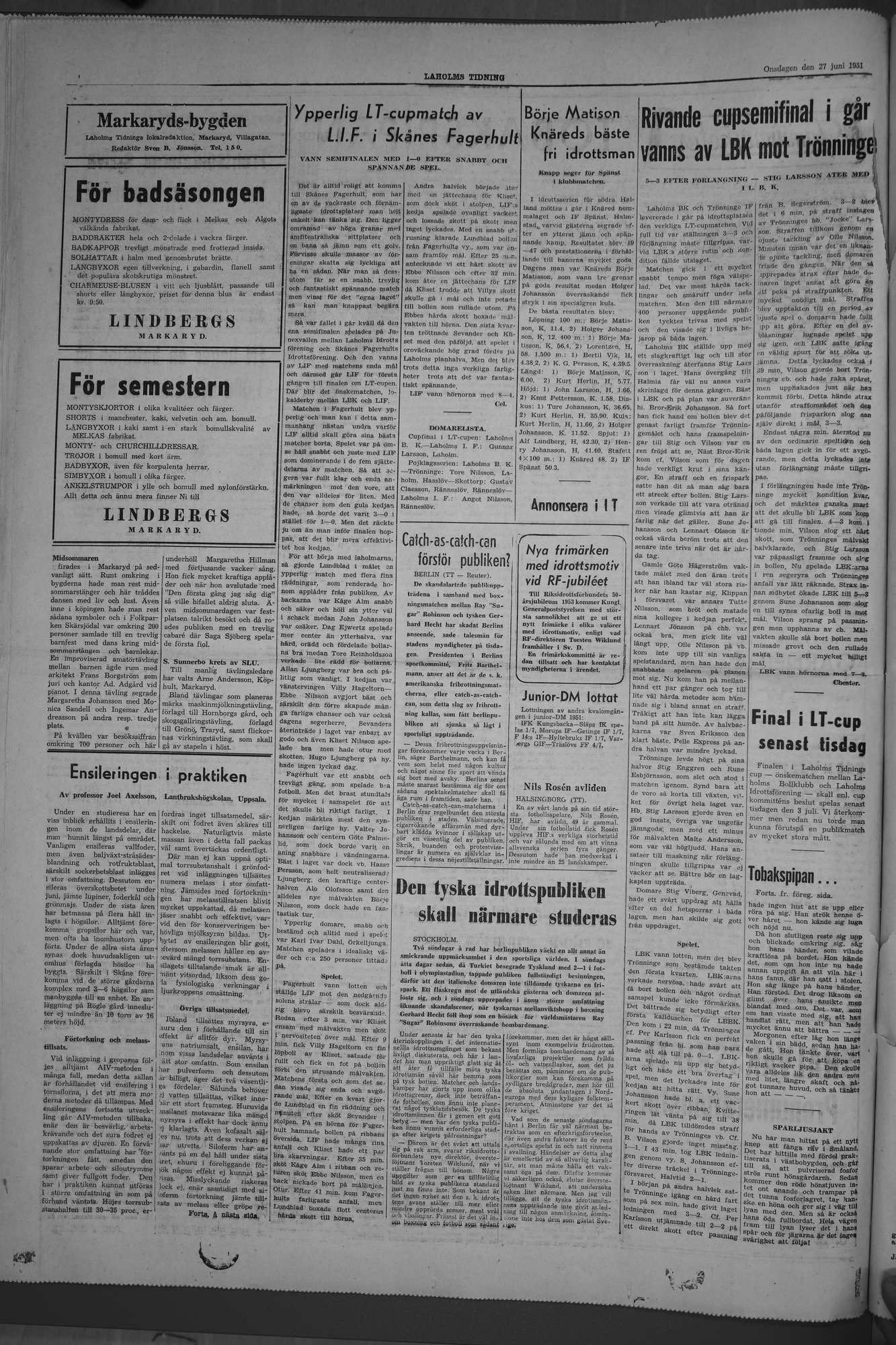 Laholms Tidning Onsdag 27 juni 1951, sida 4