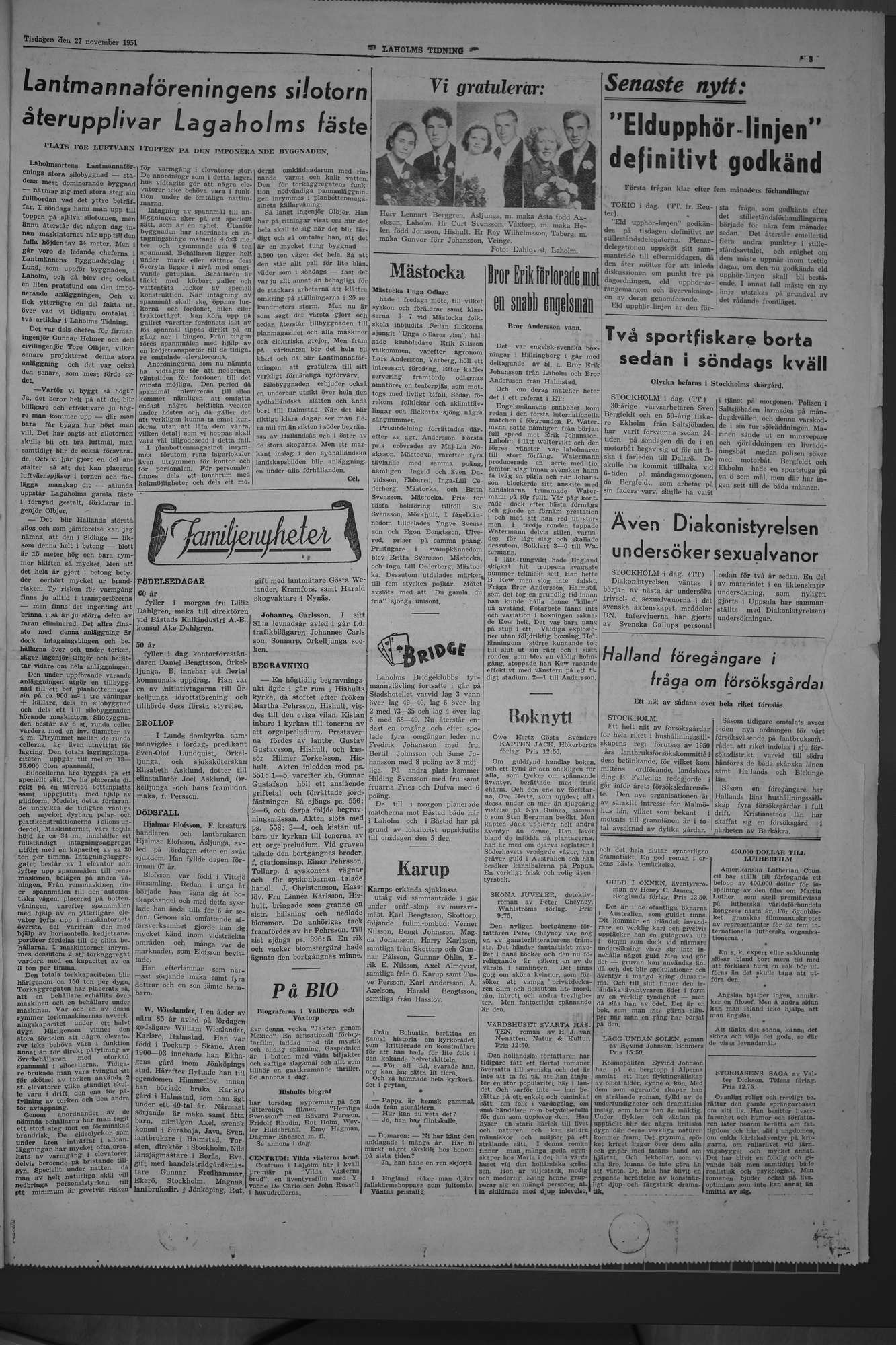 Laholms Tidning Tisdag 27 november 1951, sida 3