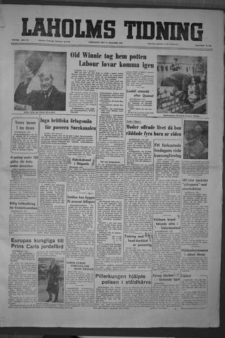 Förstasidan, Lördag 27 oktober 1951