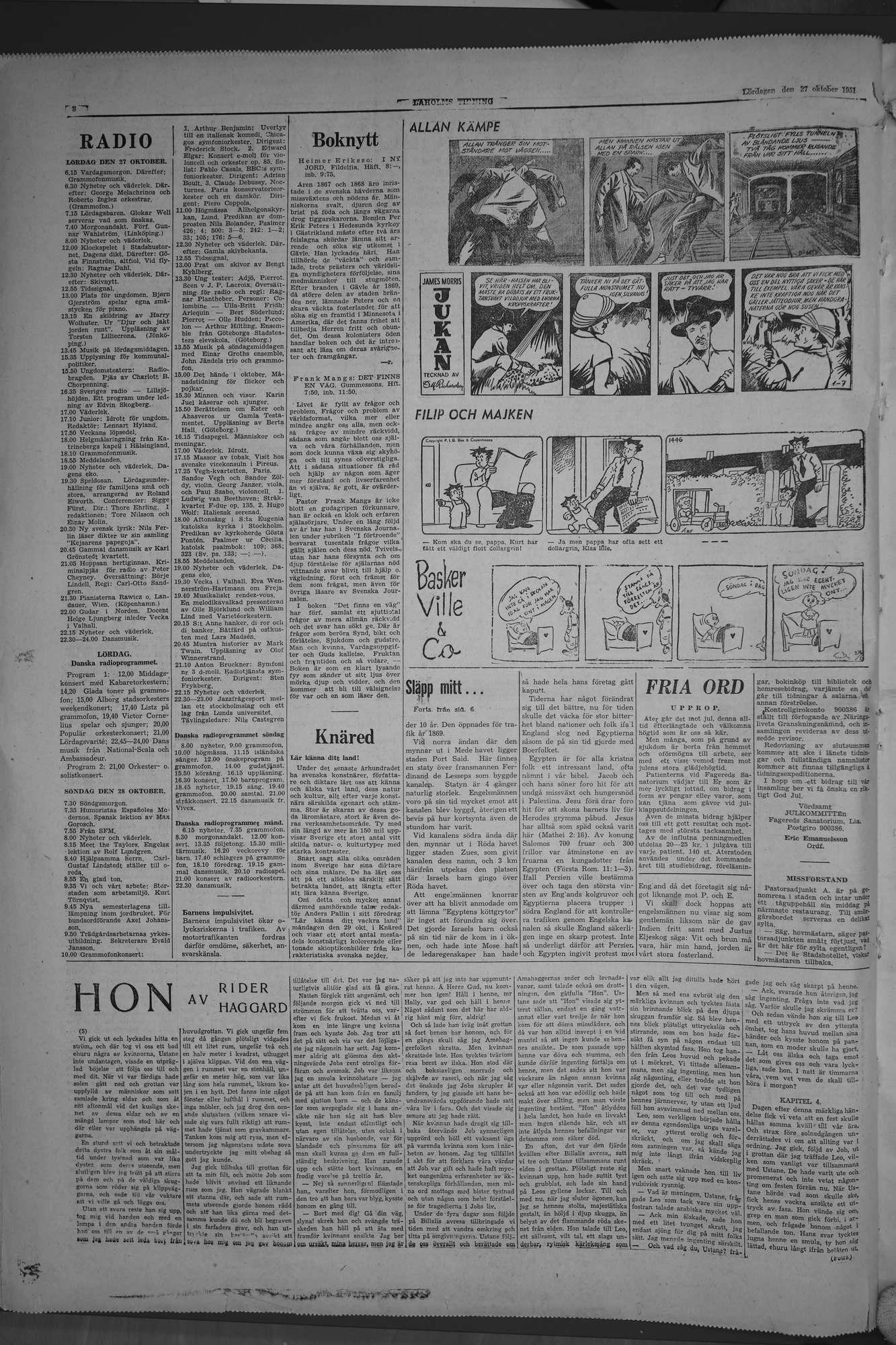 Laholms Tidning Lördag 27 oktober 1951, sida 8