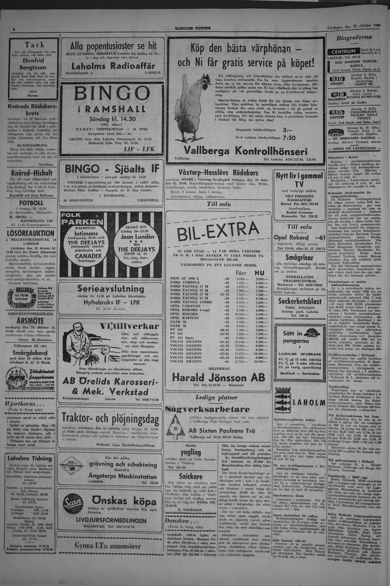 Laholms Tidning Lördag 16 oktober 1965, sida 2