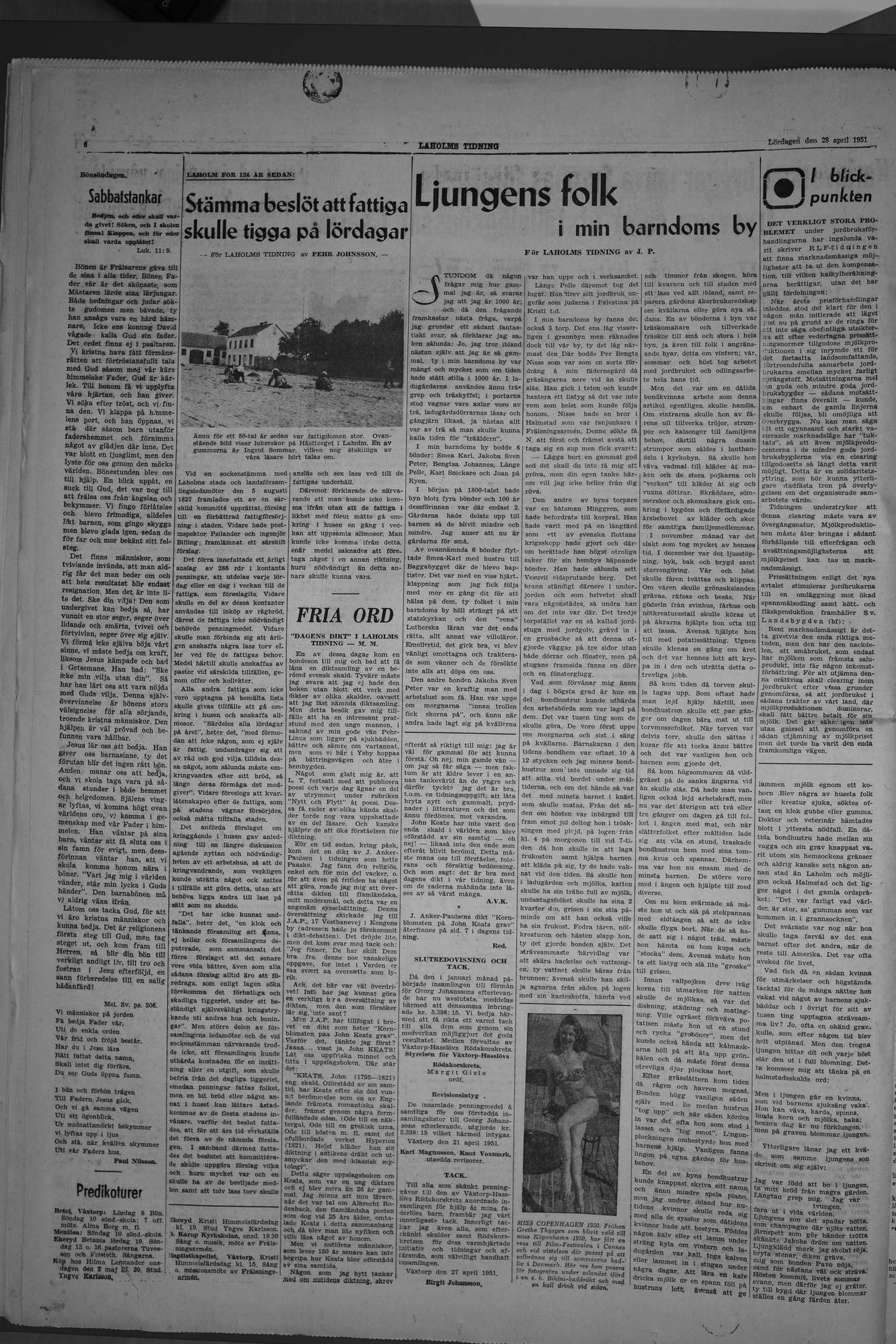 Laholms Tidning Lördag 28 april 1951, sida 6