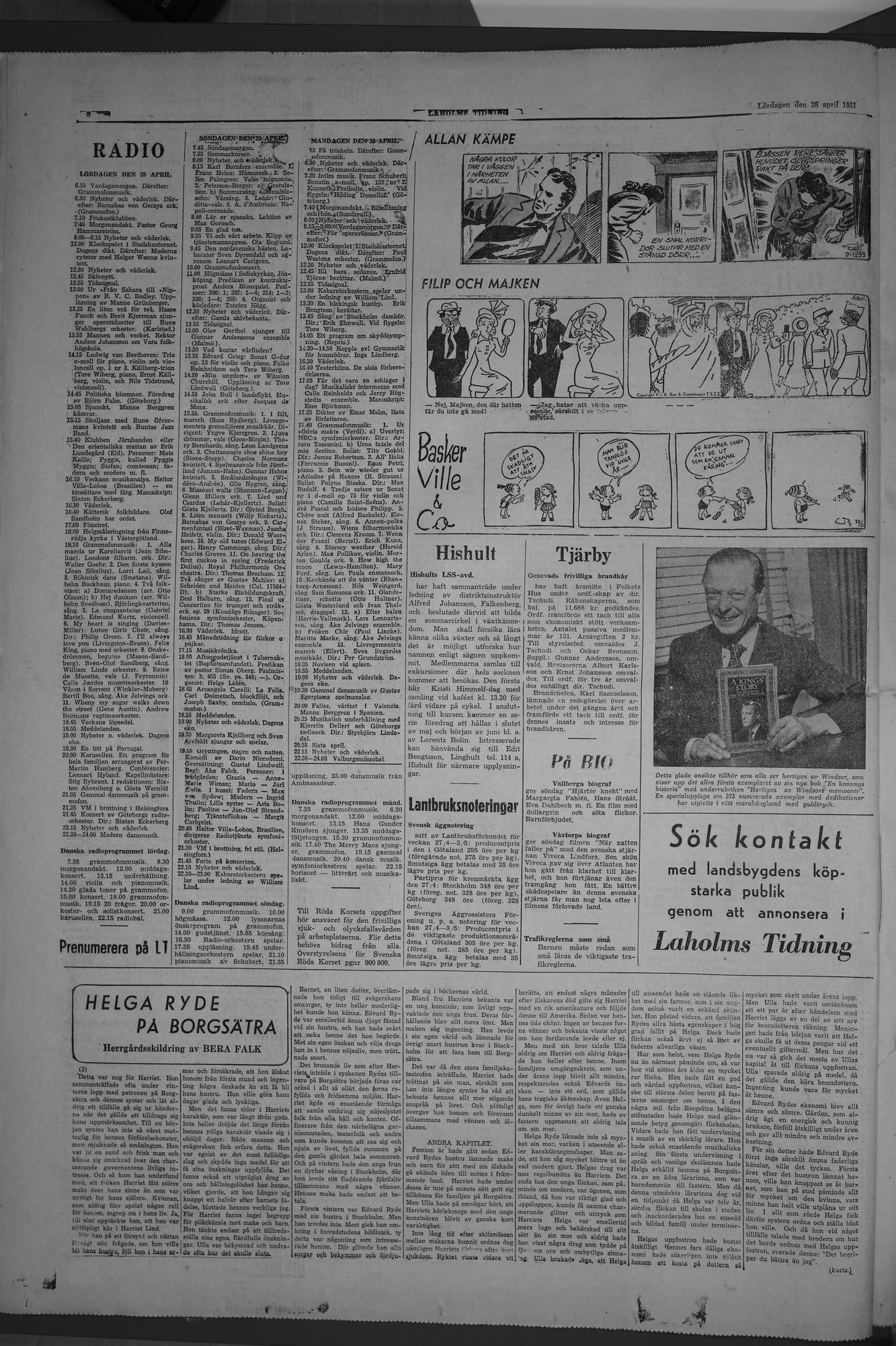Laholms Tidning Lördag 28 april 1951, sida 8