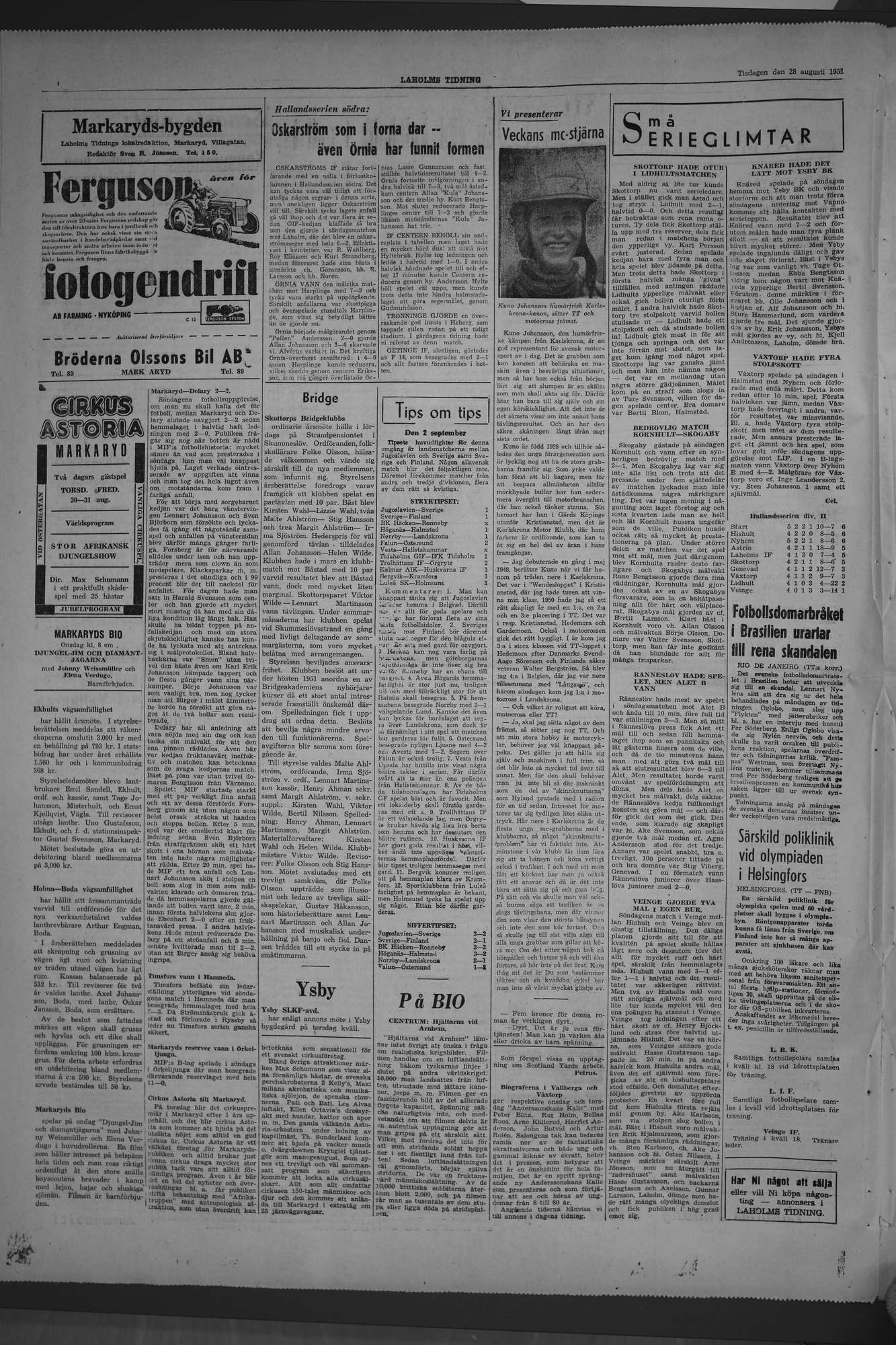Laholms Tidning Tisdag 28 augusti 1951, sida 4