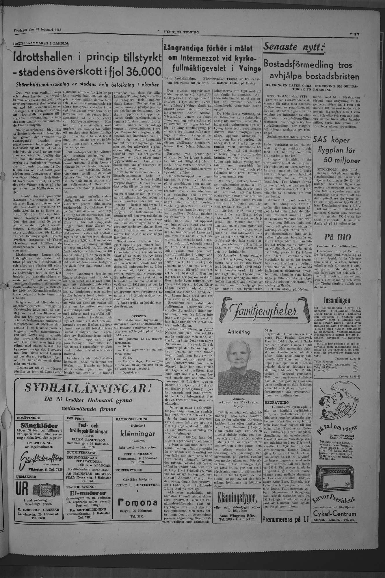 Laholms Tidning Onsdag 28 februari 1951, sida 3