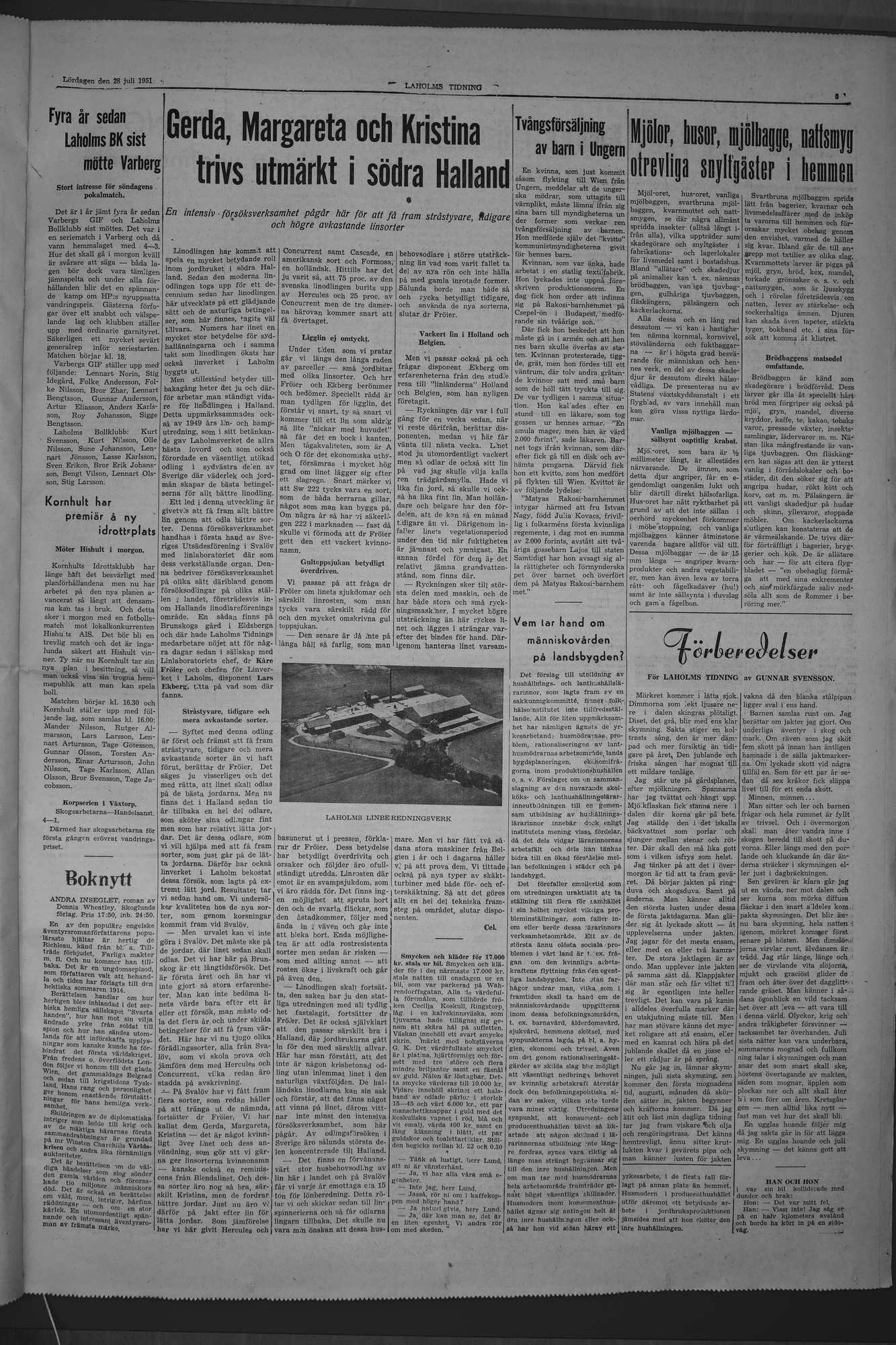 Laholms Tidning Lördag 28 juli 1951, sida 5