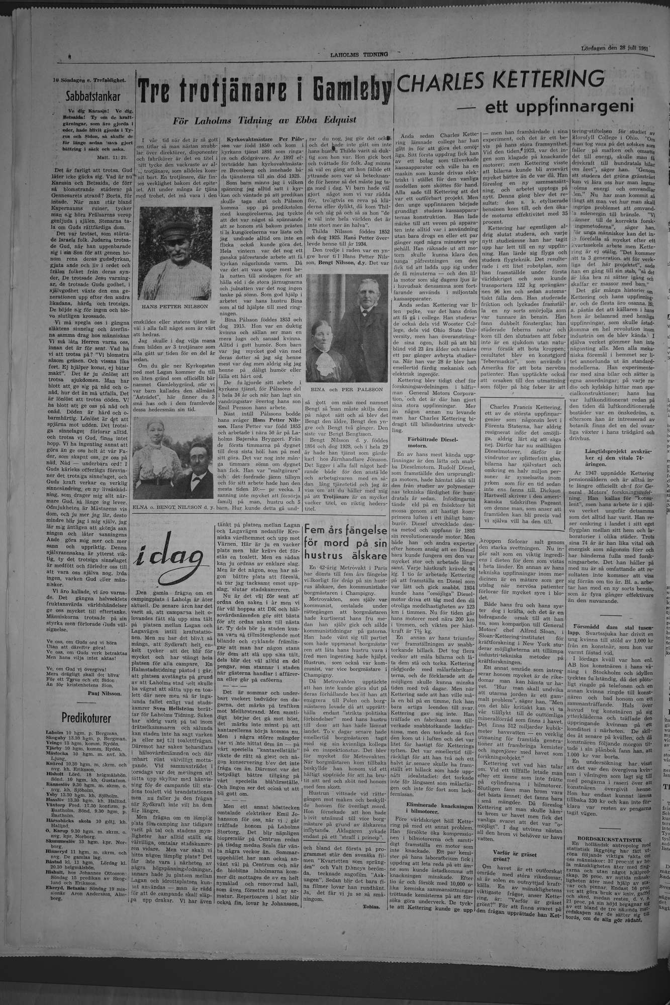 Laholms Tidning Lördag 28 juli 1951, sida 6