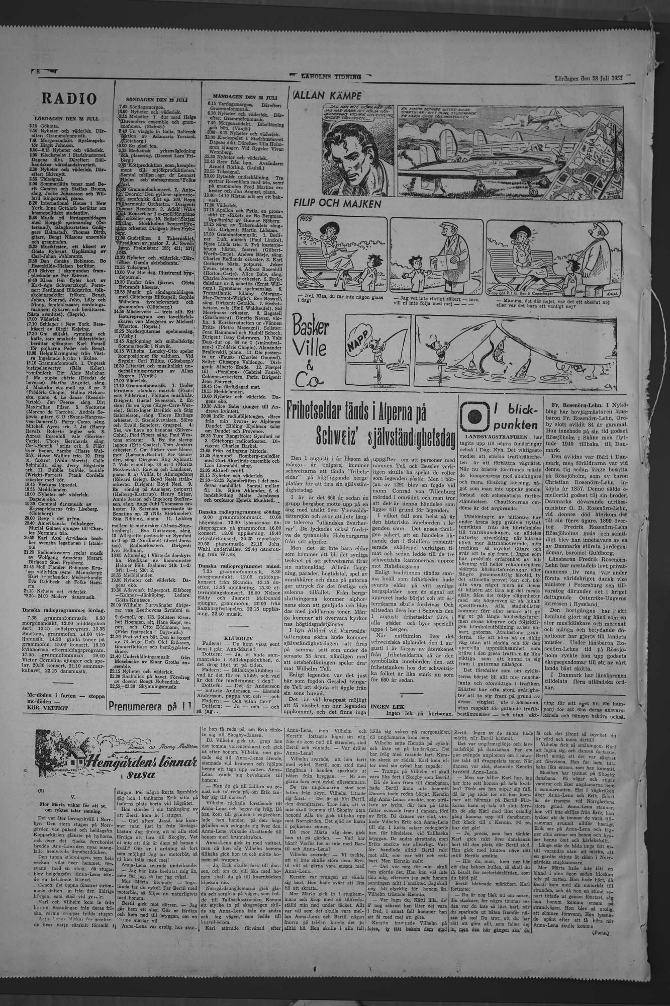 Laholms Tidning Lördag 28 juli 1951, sida 8