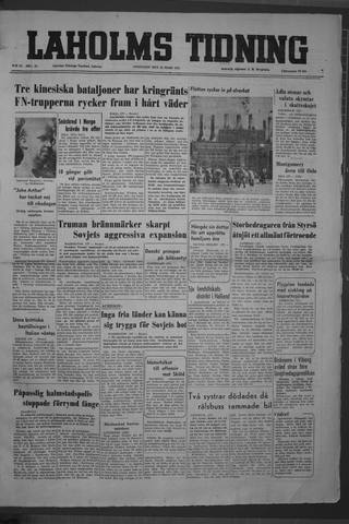 Förstasidan, Onsdag 28 mars 1951