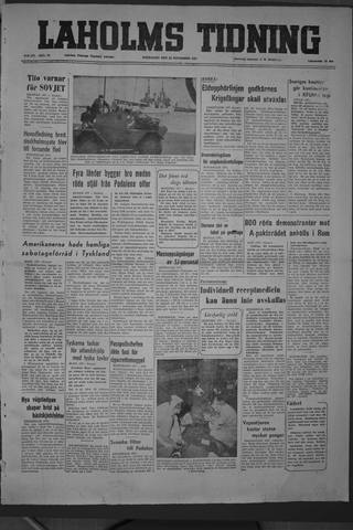 Förstasidan, Onsdag 28 november 1951