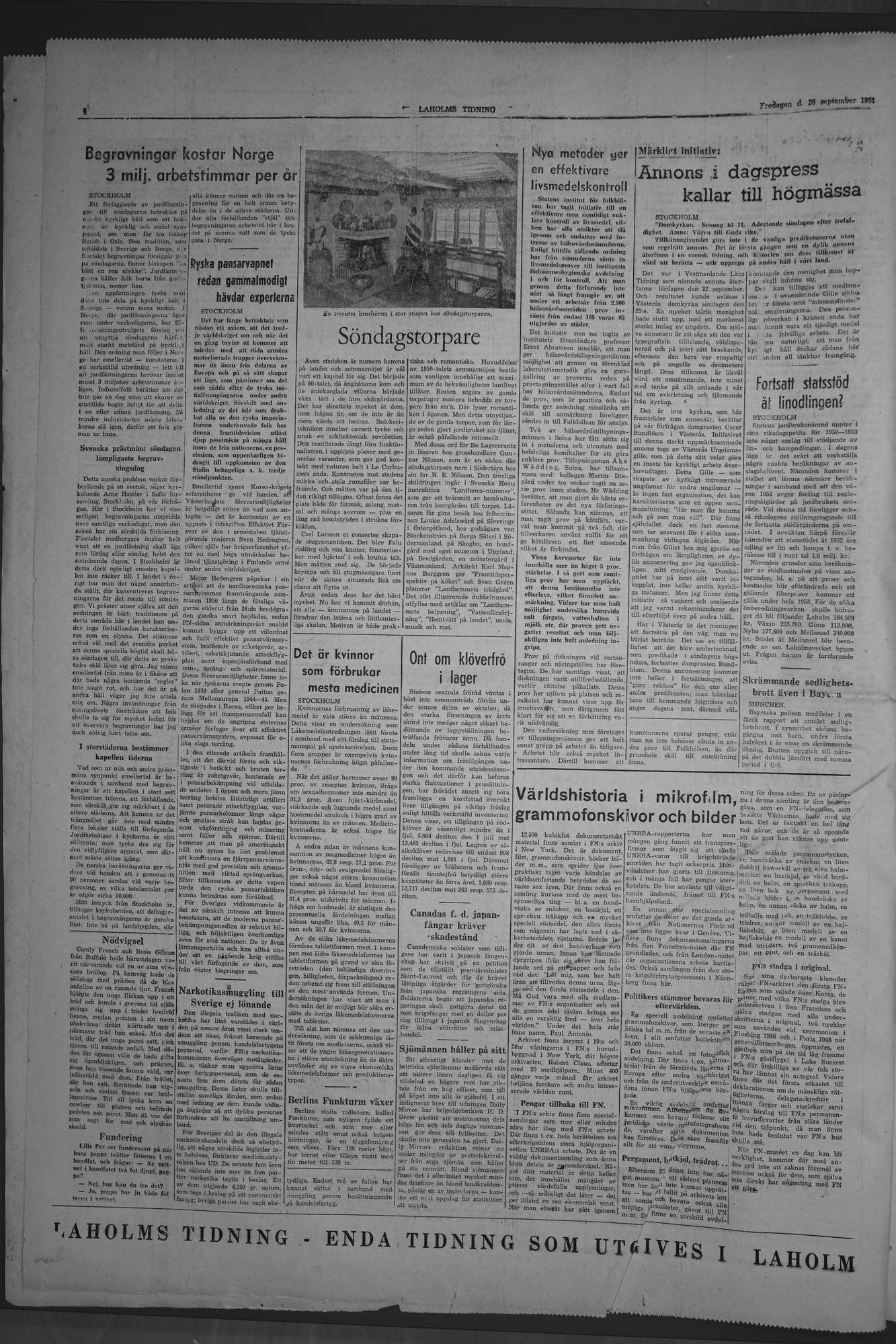 Laholms Tidning Fredag 28 september 1951, sida 6