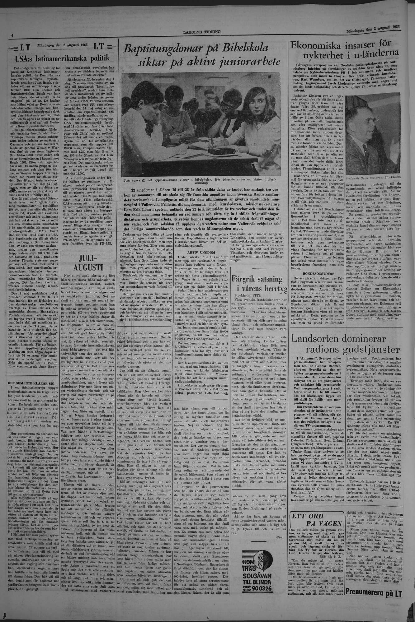 Laholms Tidning Måndag 2 augusti 1965, sida 4