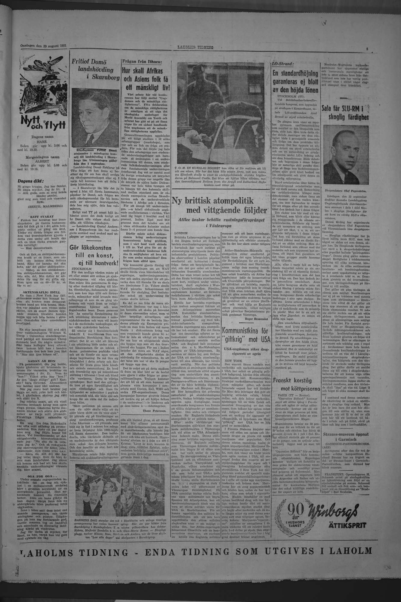 Laholms Tidning Onsdag 29 augusti 1951, sida 5