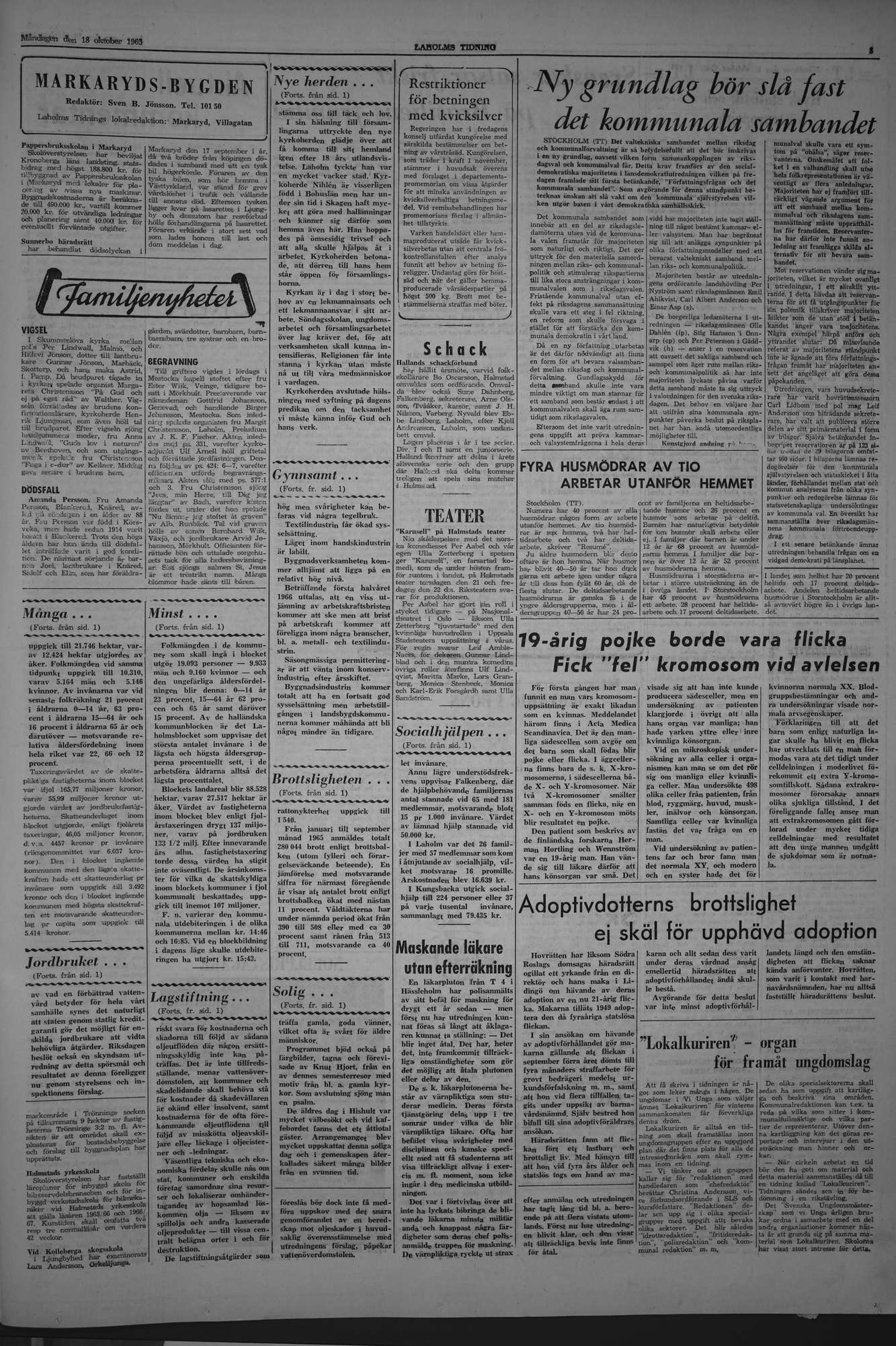 Laholms Tidning Måndag 18 oktober 1965, sida 3