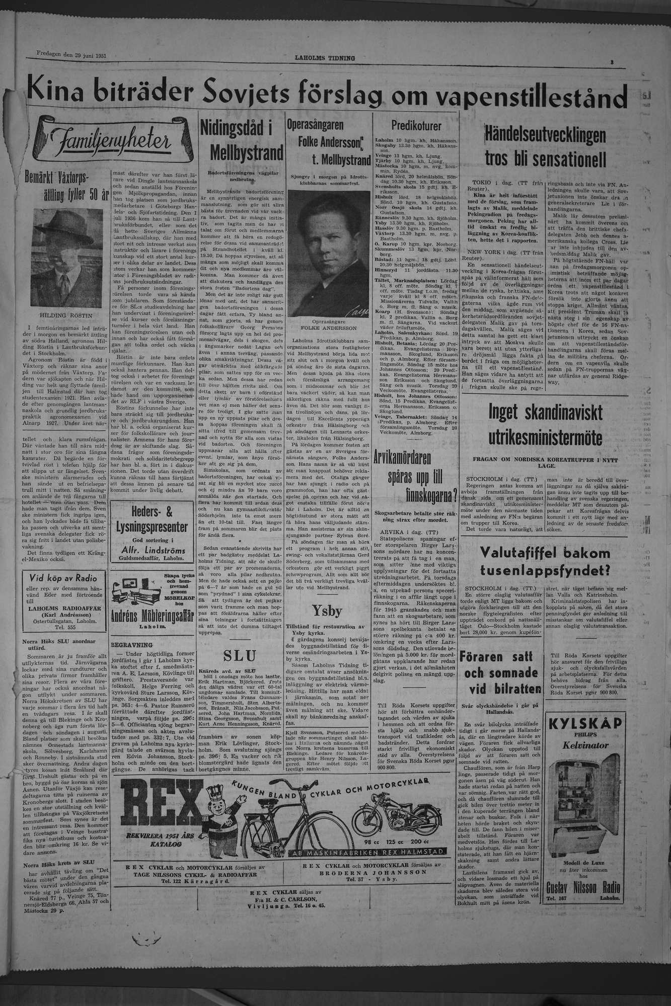 Laholms Tidning Fredag 29 juni 1951, sida 3