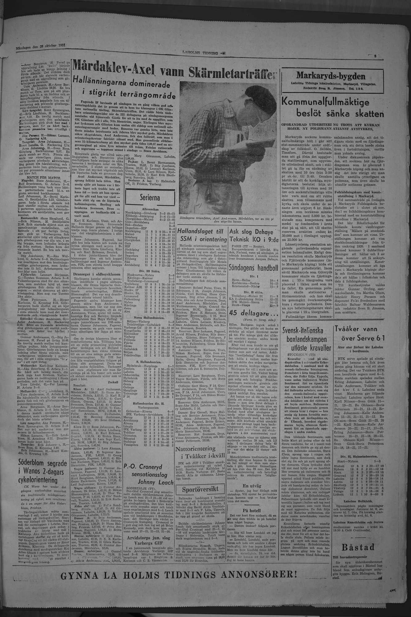 Laholms Tidning Måndag 29 oktober 1951, sida 5