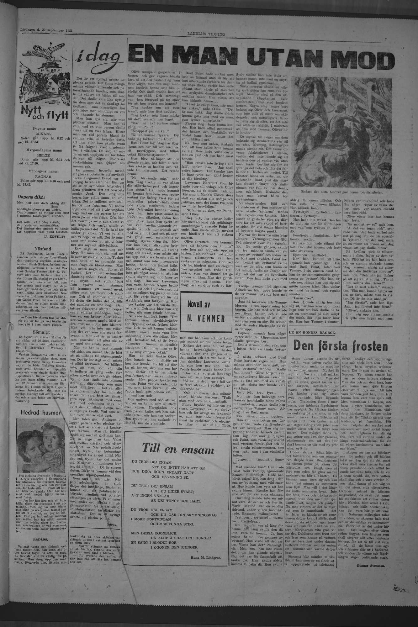 Laholms Tidning Lördag 29 september 1951, sida 7