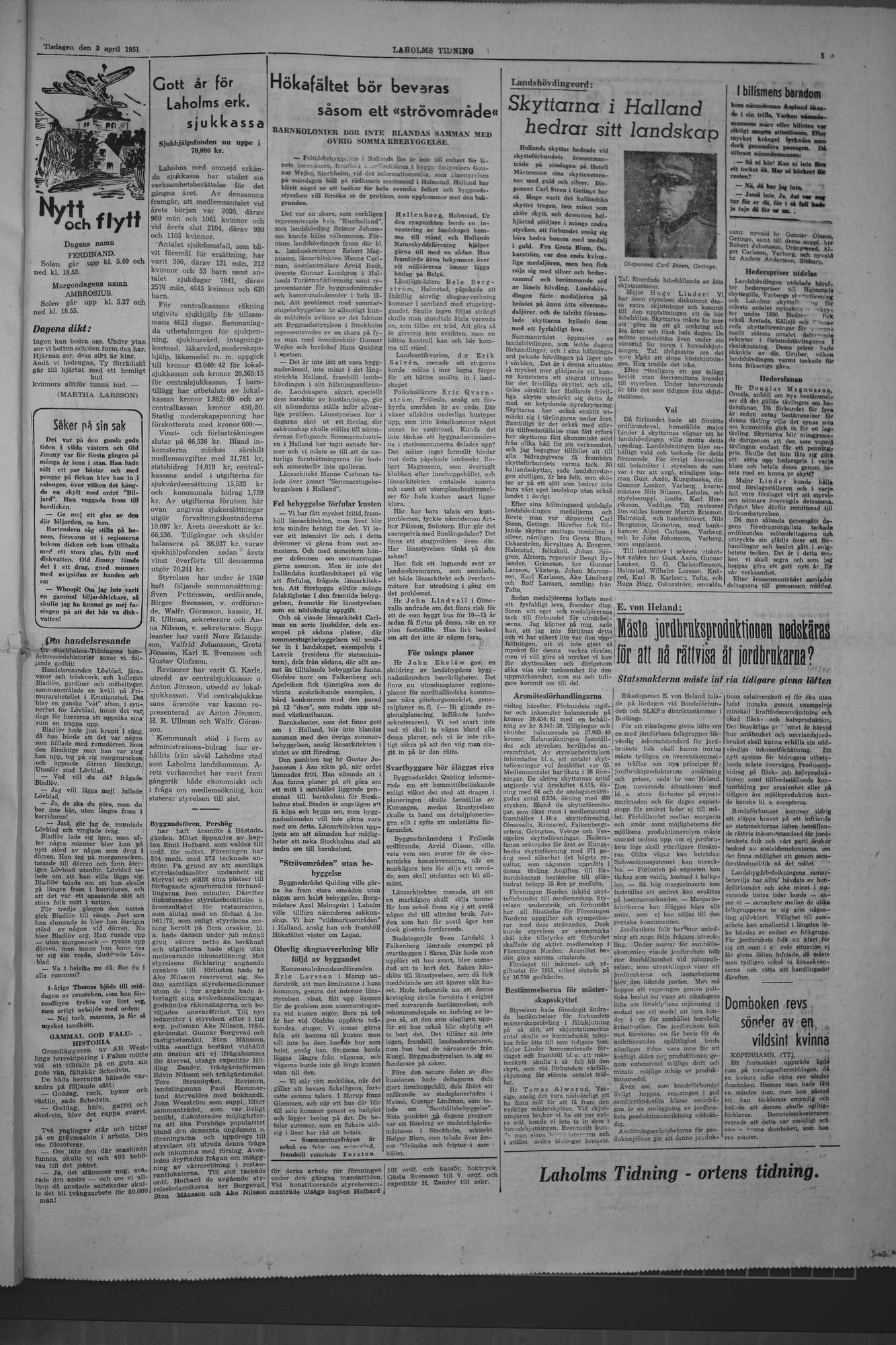 Laholms Tidning Tisdag 3 april 1951, sida 5
