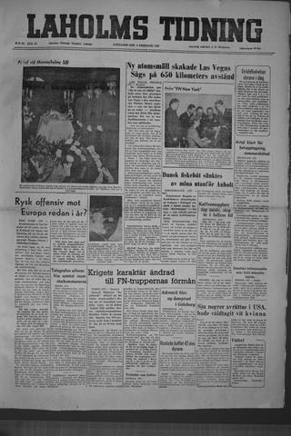 Förstasidan, Lördag 3 februari 1951