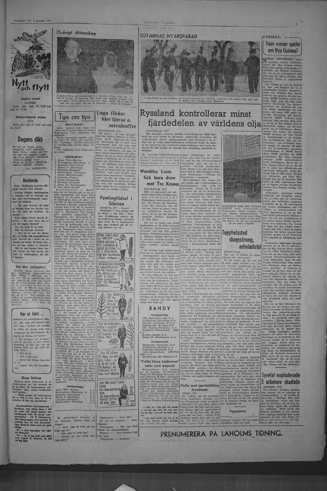 Laholms Tidning Onsdag 3 januari 1951, sida 7