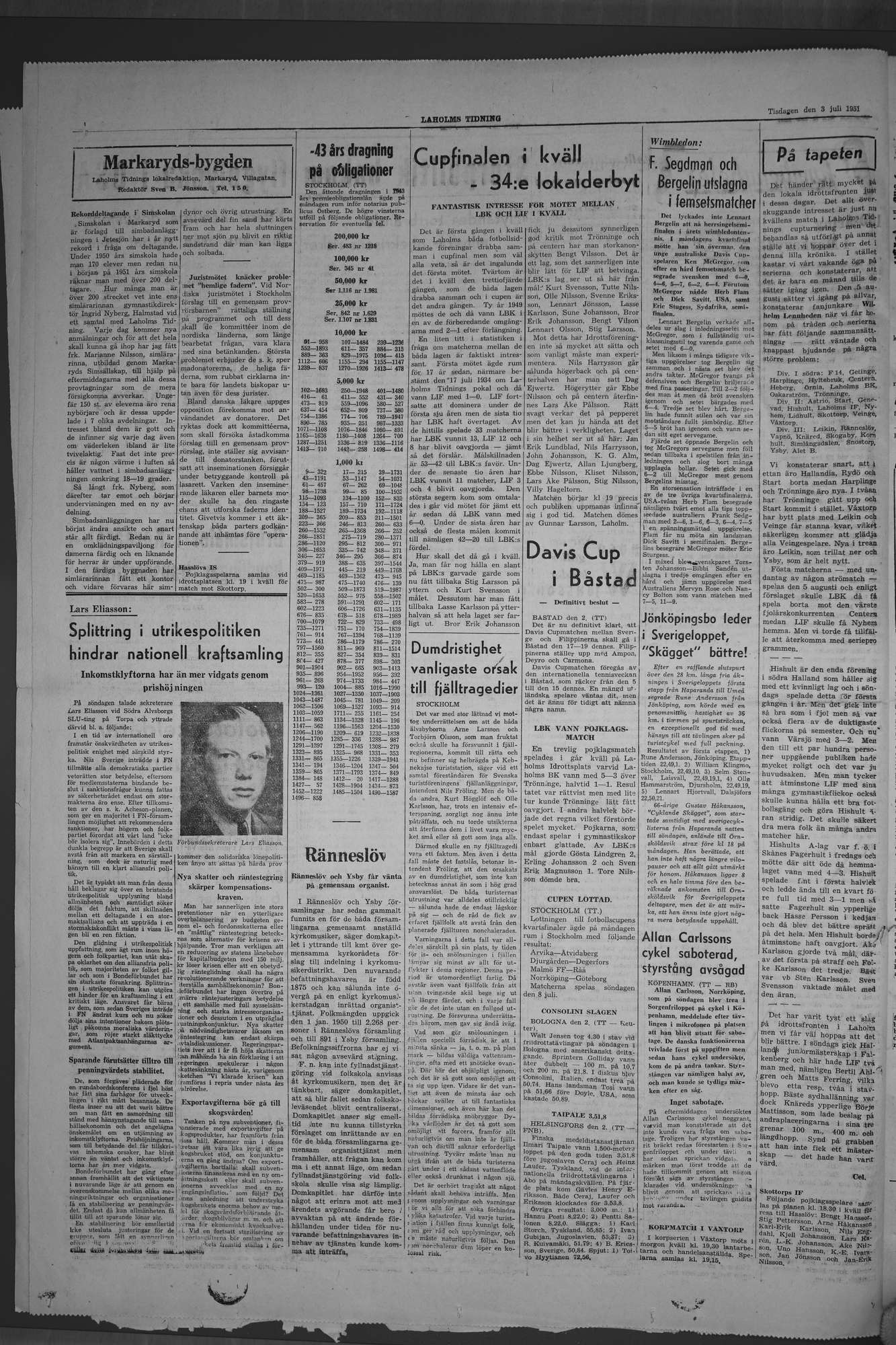 Laholms Tidning Tisdag 3 juli 1951, sida 4