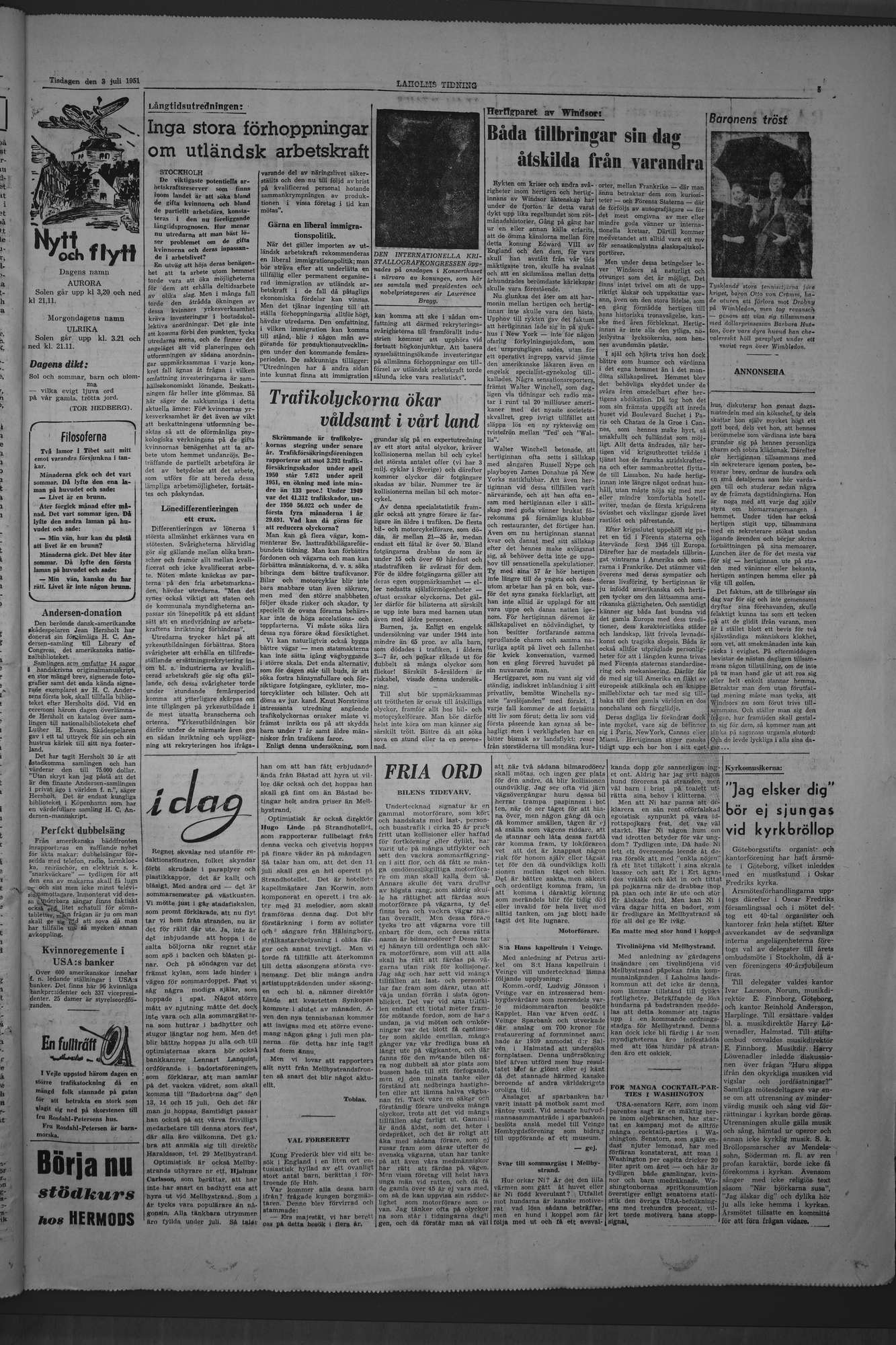 Laholms Tidning Tisdag 3 juli 1951, sida 5