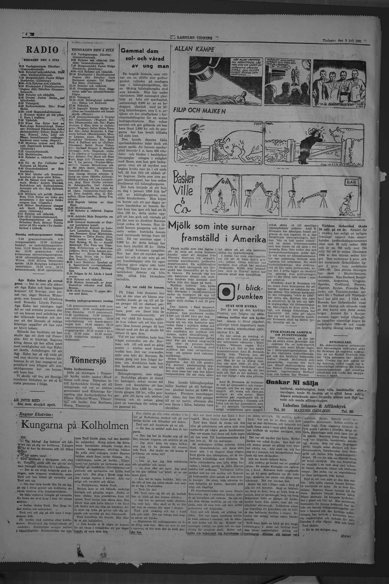 Laholms Tidning Tisdag 3 juli 1951, sida 6
