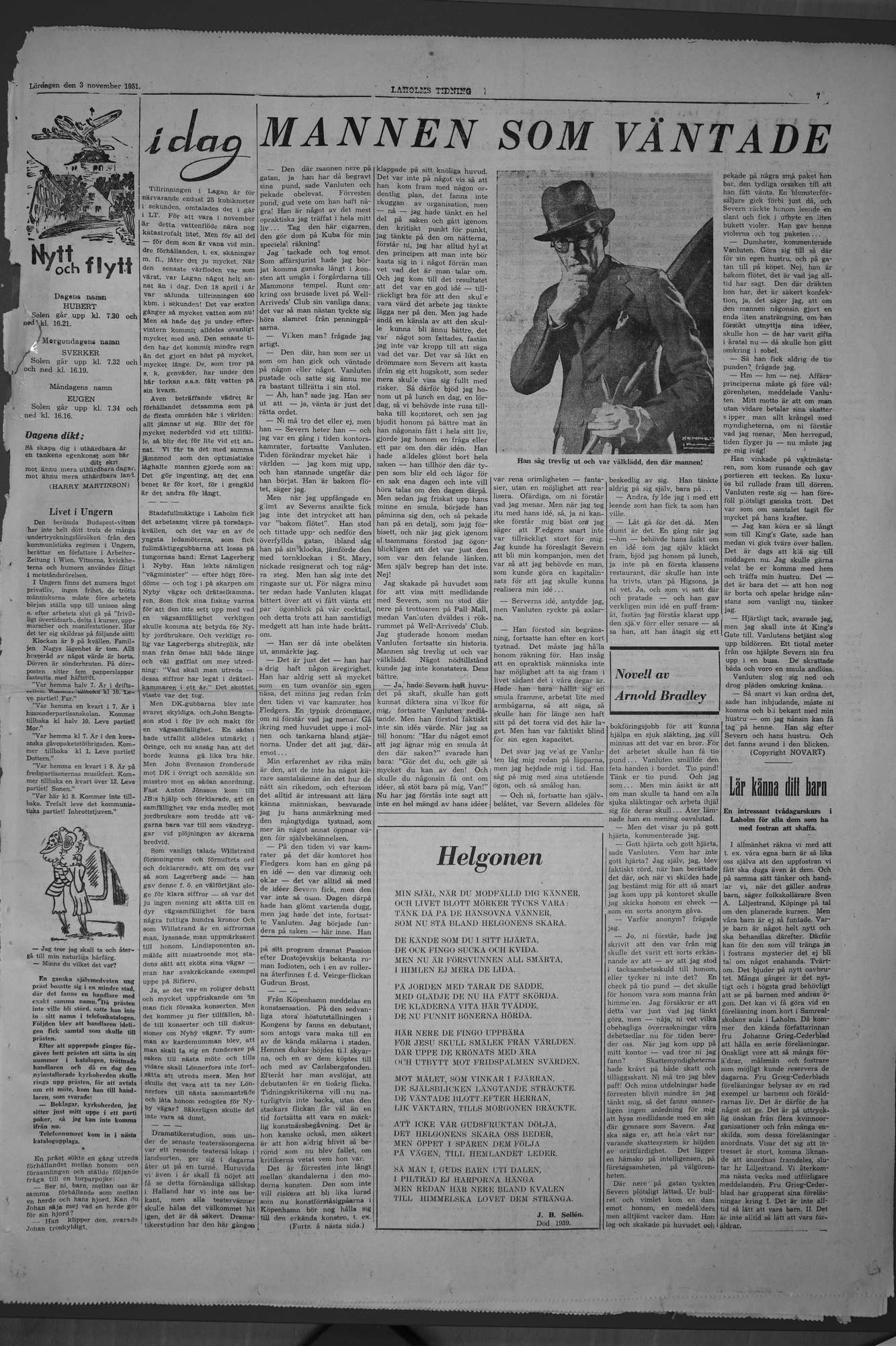 Laholms Tidning Lördag 3 november 1951, sida 7