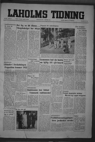 Förstasidan, Onsdag 3 oktober 1951