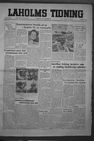Förstasidan, Måndag 3 september 1951