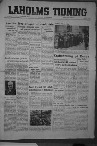 Förstasidan, Måndag 30 april 1951