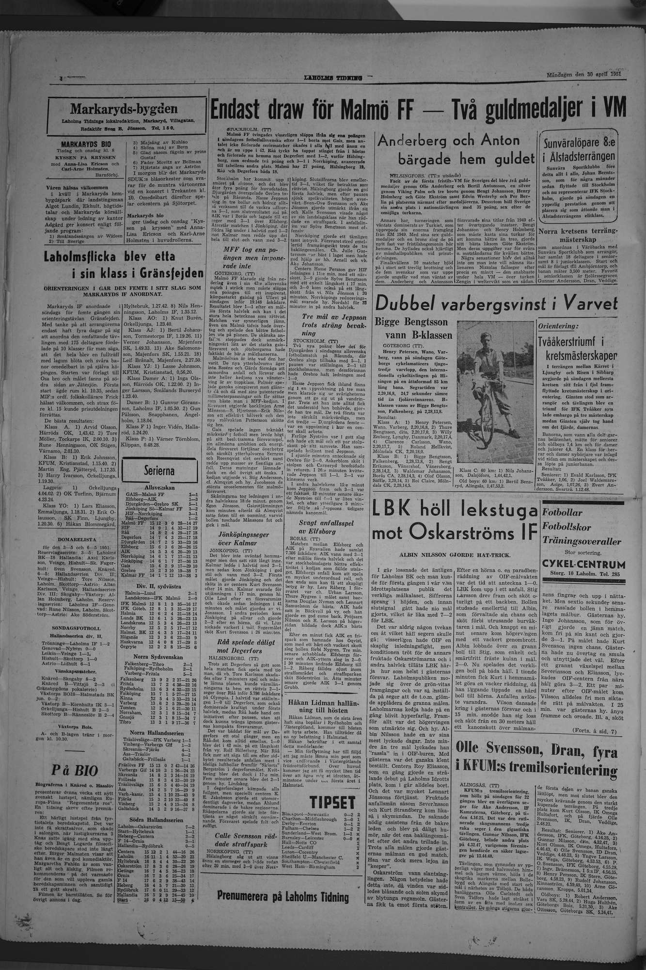Laholms Tidning Måndag 30 april 1951, sida 4